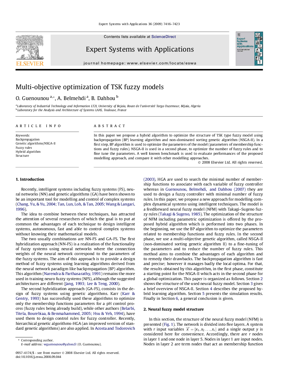 Multi-objective optimization of TSK fuzzy models