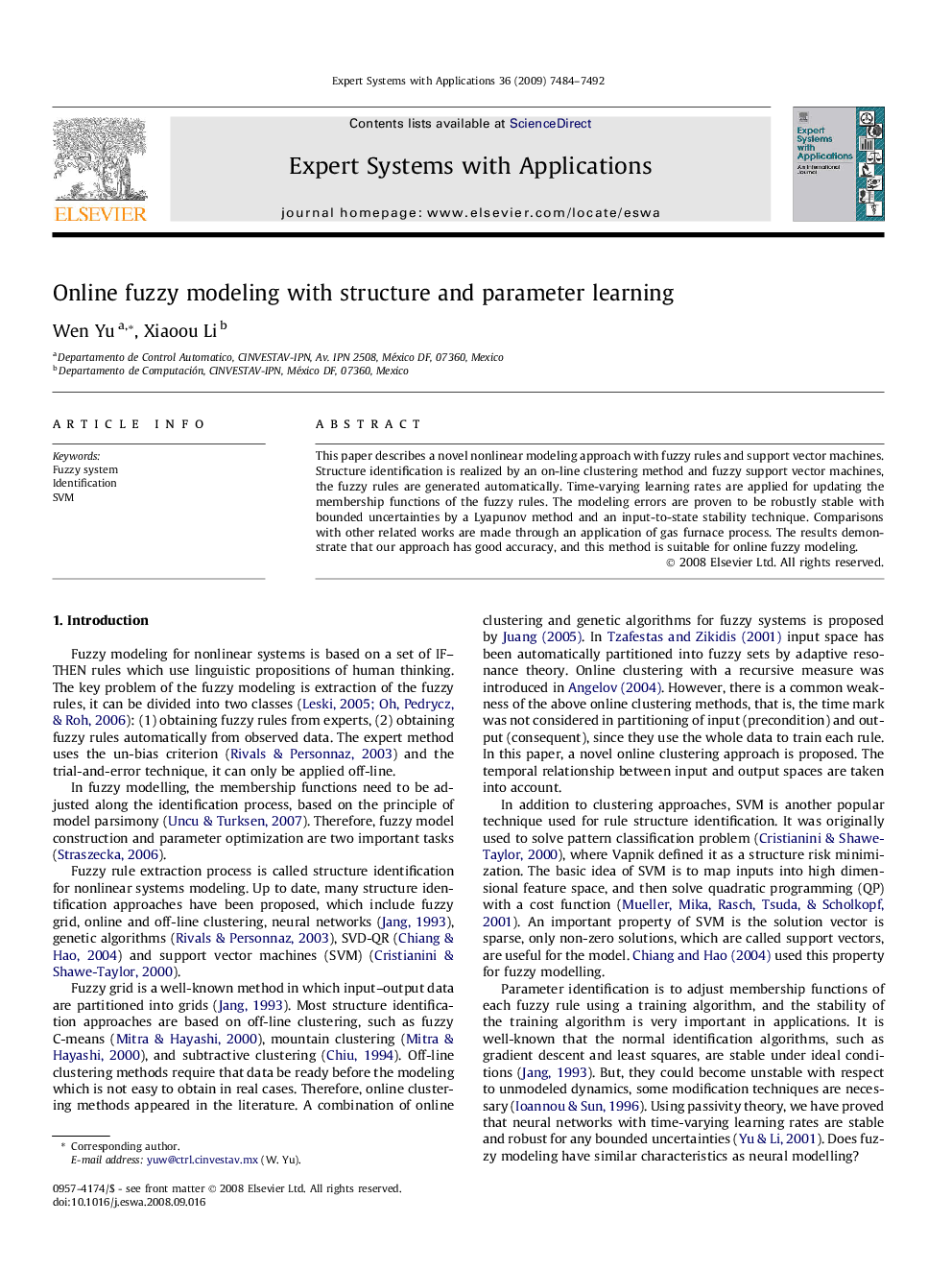 Online fuzzy modeling with structure and parameter learning