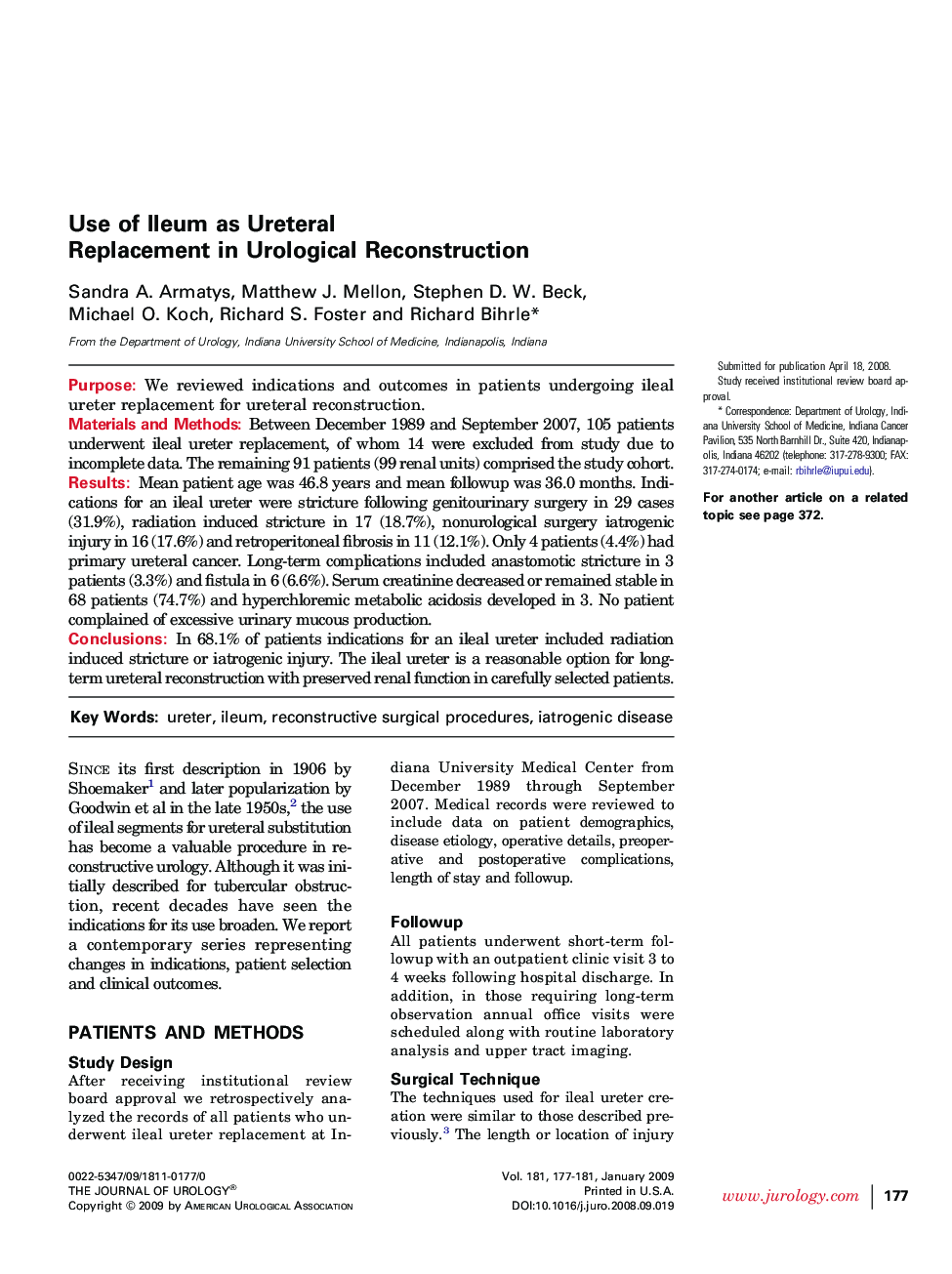 Use of Ileum as Ureteral Replacement in Urological Reconstruction 