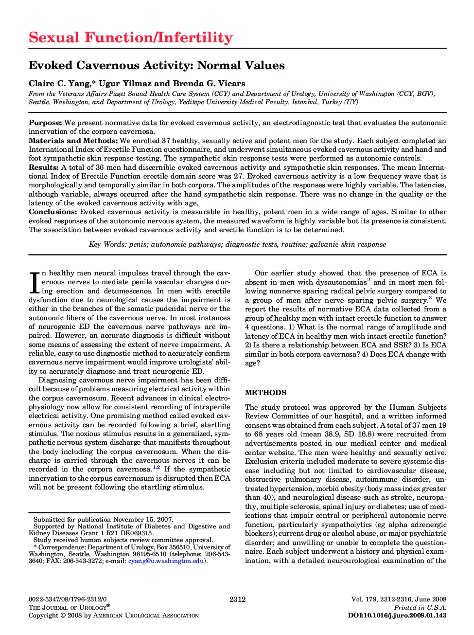 Evoked Cavernous Activity: Normal Values 