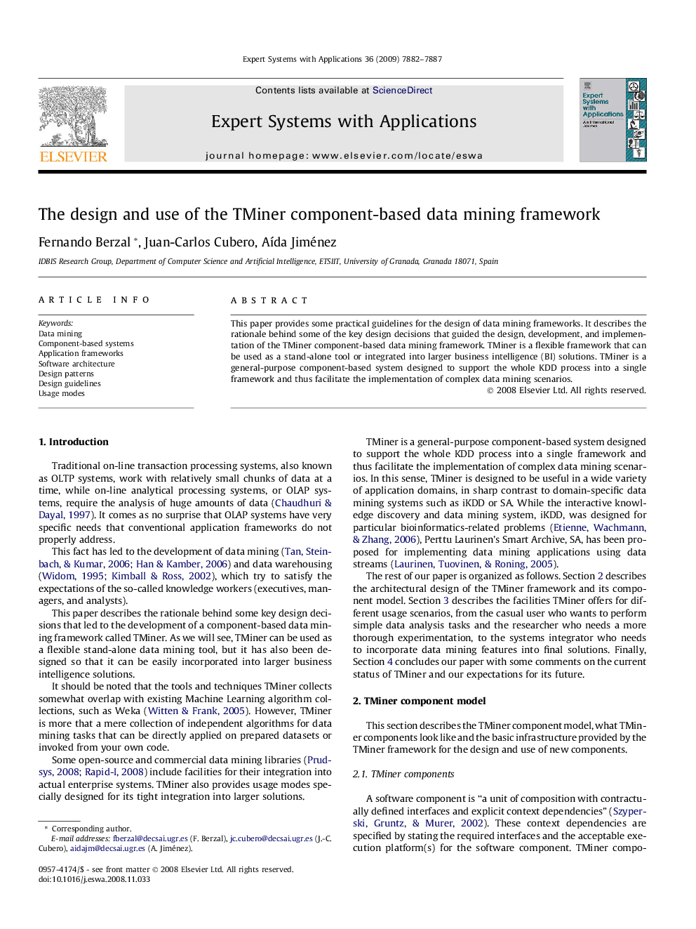 The design and use of the TMiner component-based data mining framework