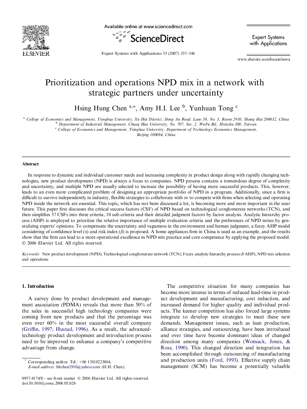 Prioritization and operations NPD mix in a network with strategic partners under uncertainty