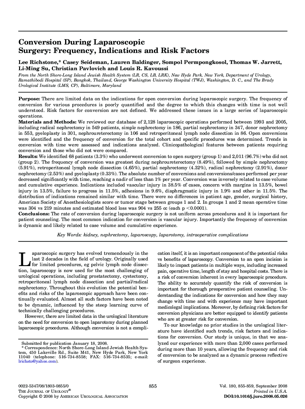 Conversion During Laparoscopic Surgery: Frequency, Indications and Risk Factors