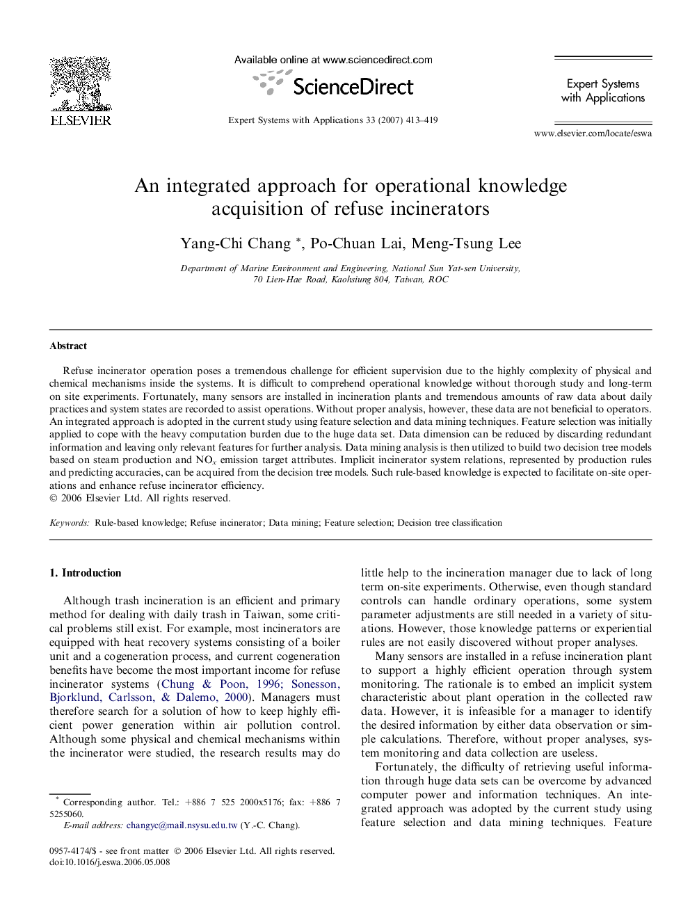 An integrated approach for operational knowledge acquisition of refuse incinerators