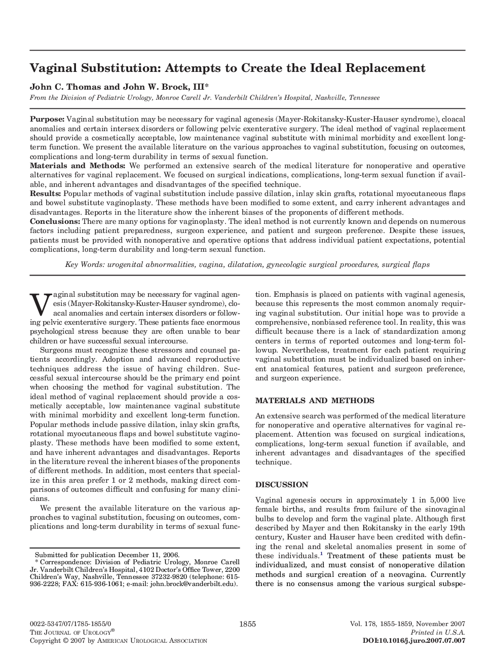 Vaginal Substitution: Attempts to Create the Ideal Replacement