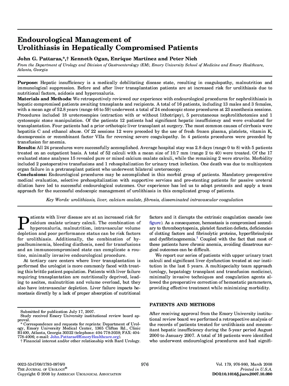 Endourological Management of Urolithiasis in Hepatically Compromised Patients 