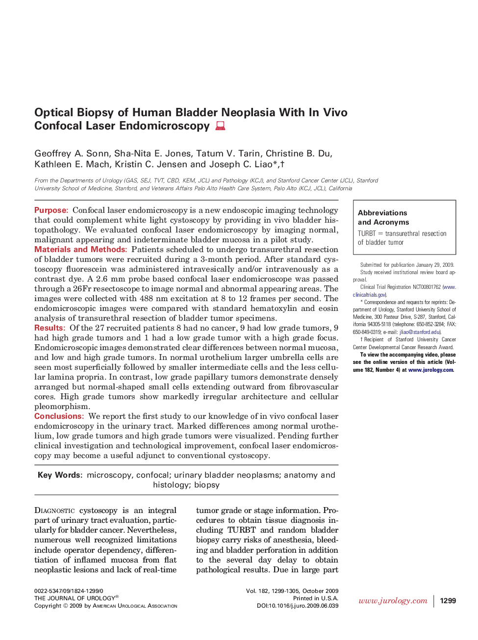 Optical Biopsy of Human Bladder Neoplasia With In Vivo Confocal Laser Endomicroscopy 