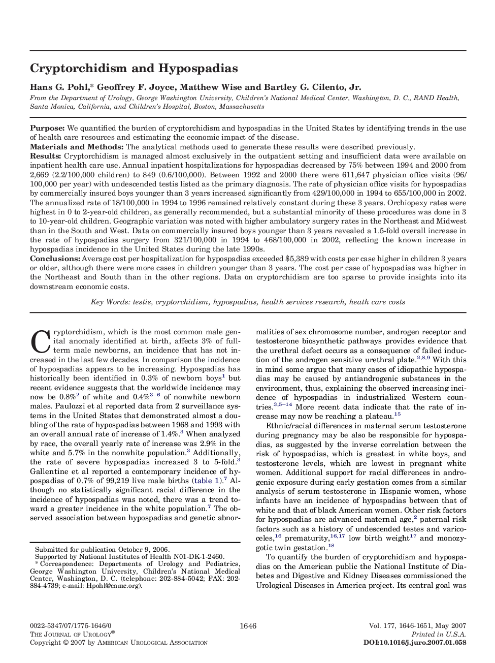 Cryptorchidism and Hypospadias 