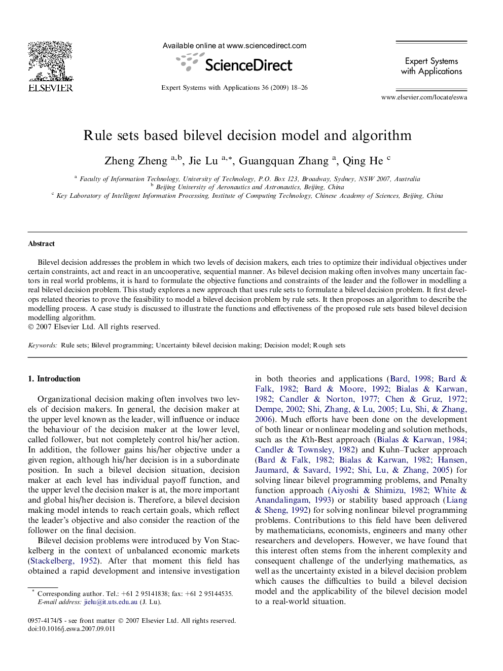 Rule sets based bilevel decision model and algorithm