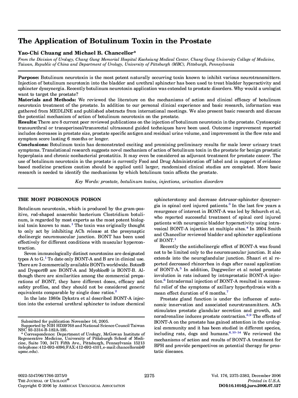 The Application of Botulinum Toxin in the Prostate 