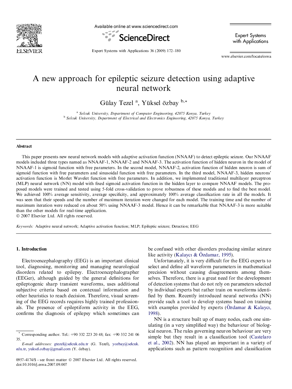 A new approach for epileptic seizure detection using adaptive neural network