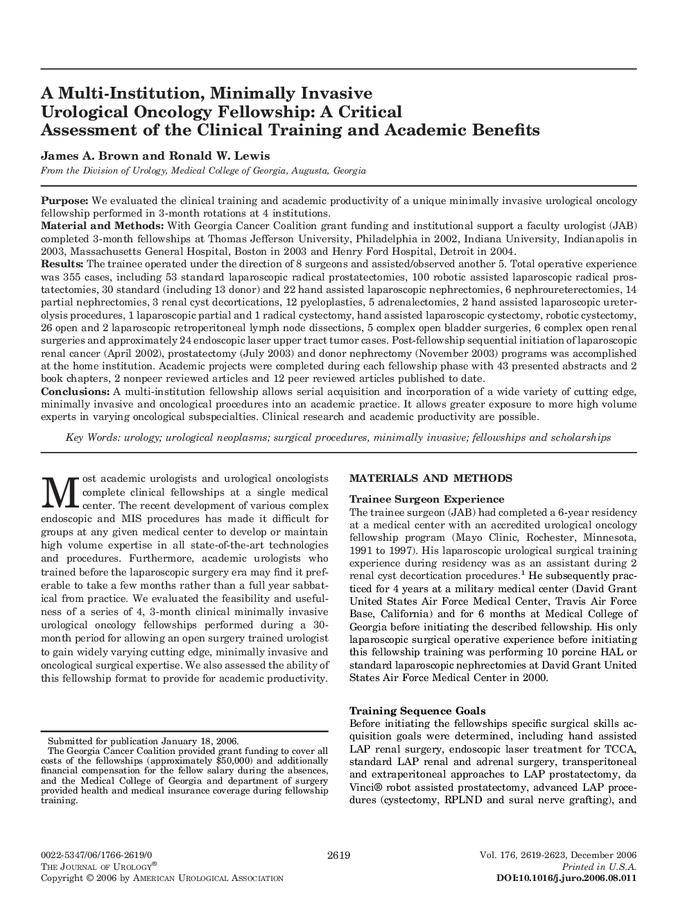 A Multi-Institution, Minimally Invasive Urological Oncology Fellowship: A Critical Assessment of the Clinical Training and Academic Benefits