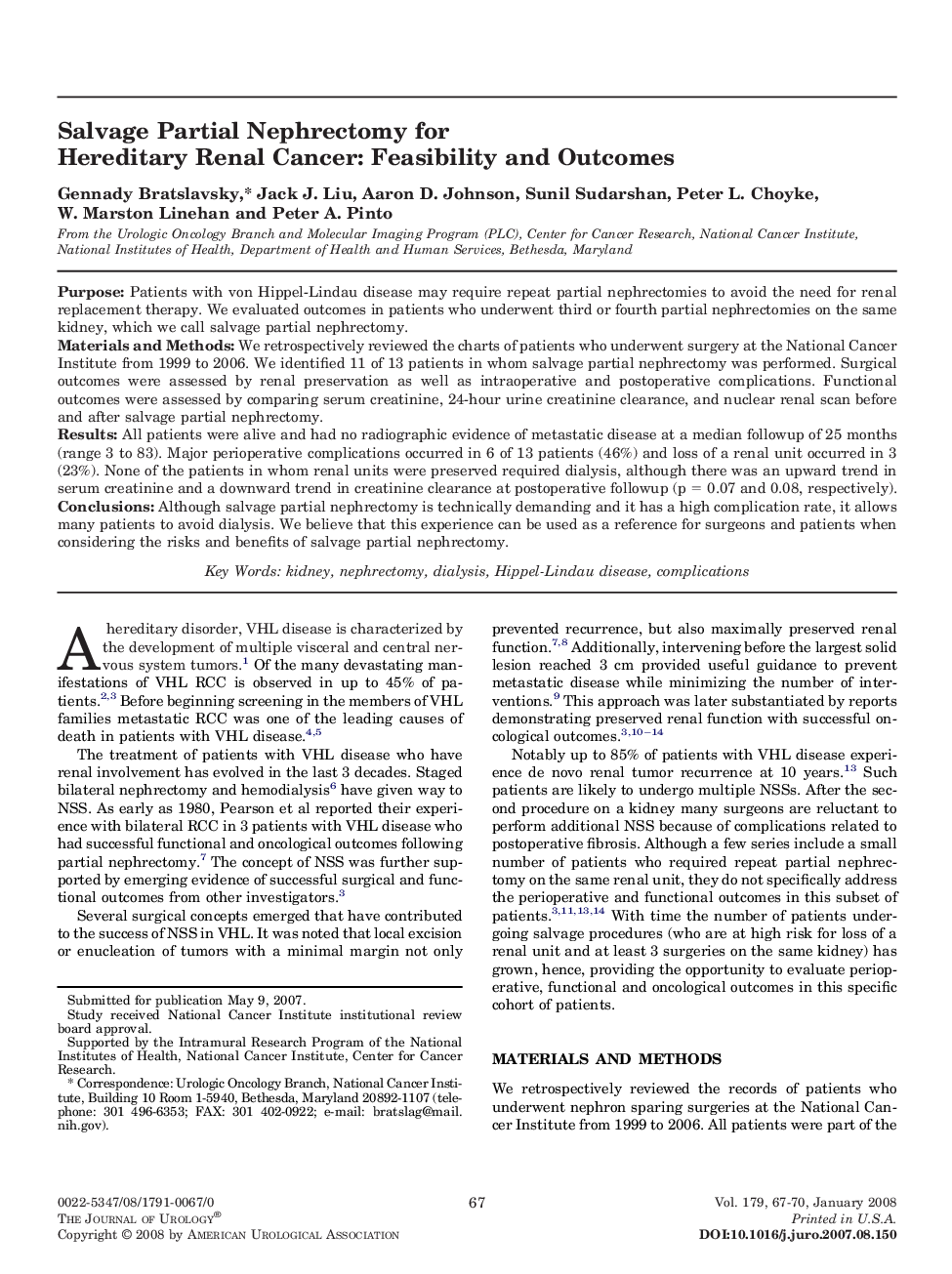 Salvage Partial Nephrectomy for Hereditary Renal Cancer: Feasibility and Outcomes 