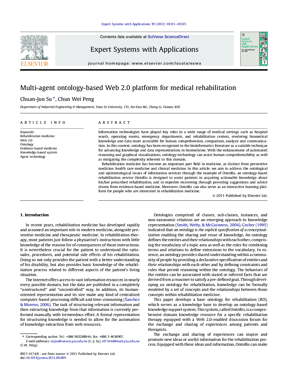 Multi-agent ontology-based Web 2.0 platform for medical rehabilitation