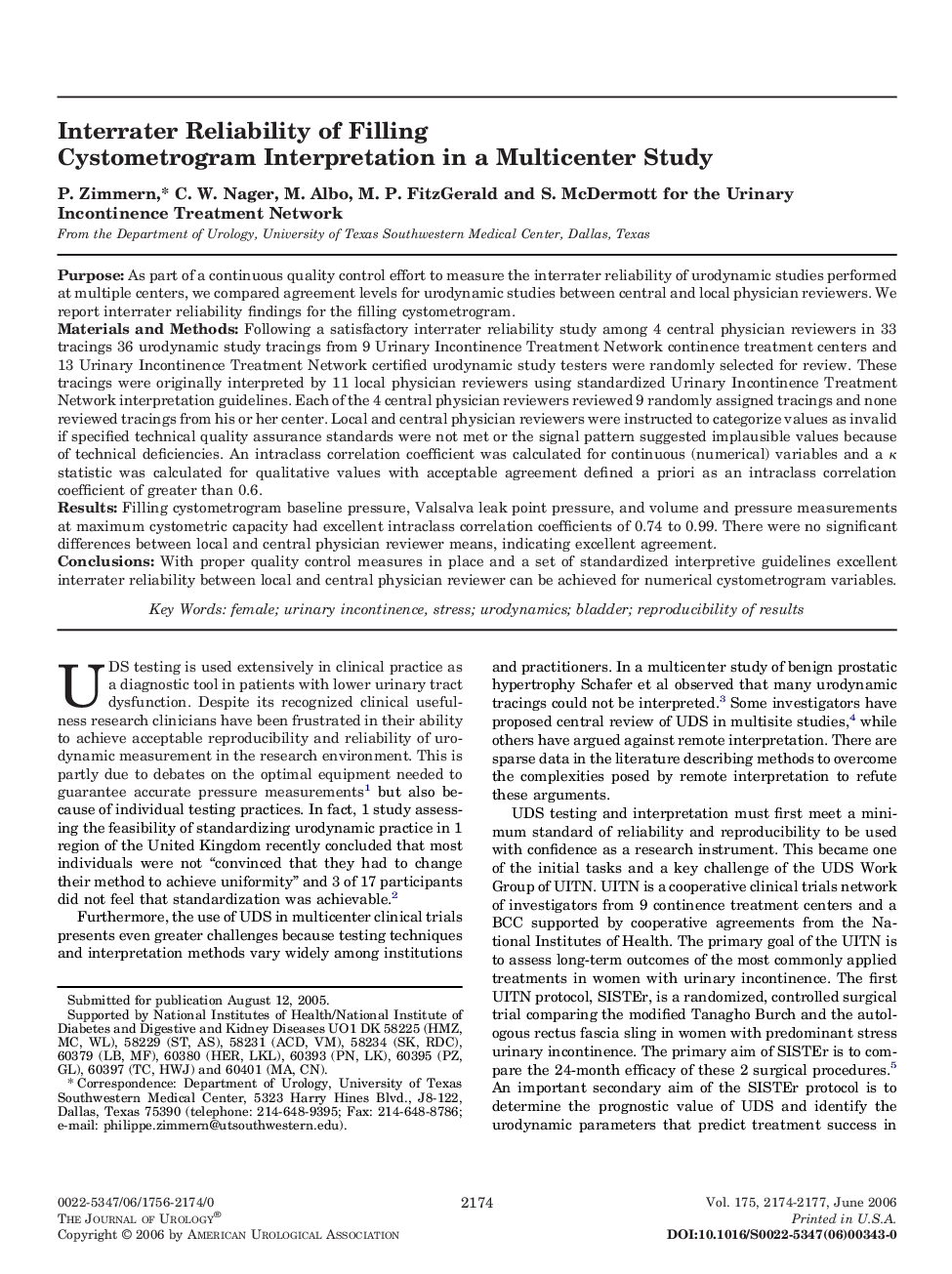 Interrater Reliability of Filling Cystometrogram Interpretation in a Multicenter Study