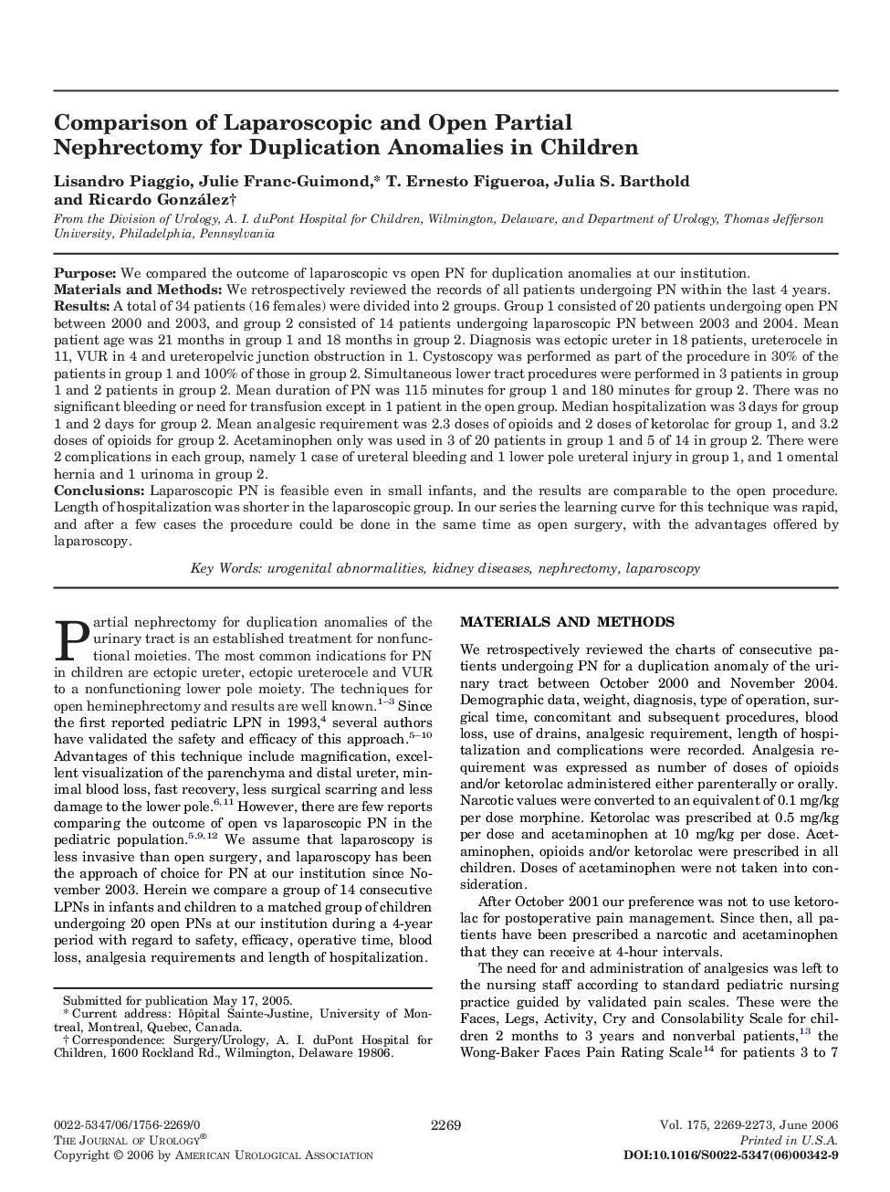 Comparison of Laparoscopic and Open Partial Nephrectomy for Duplication Anomalies in Children