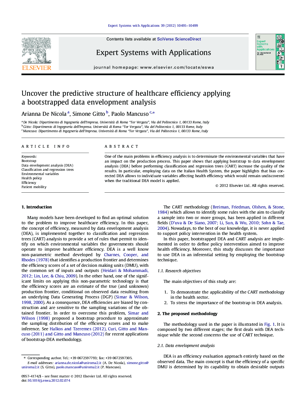 Uncover the predictive structure of healthcare efficiency applying a bootstrapped data envelopment analysis