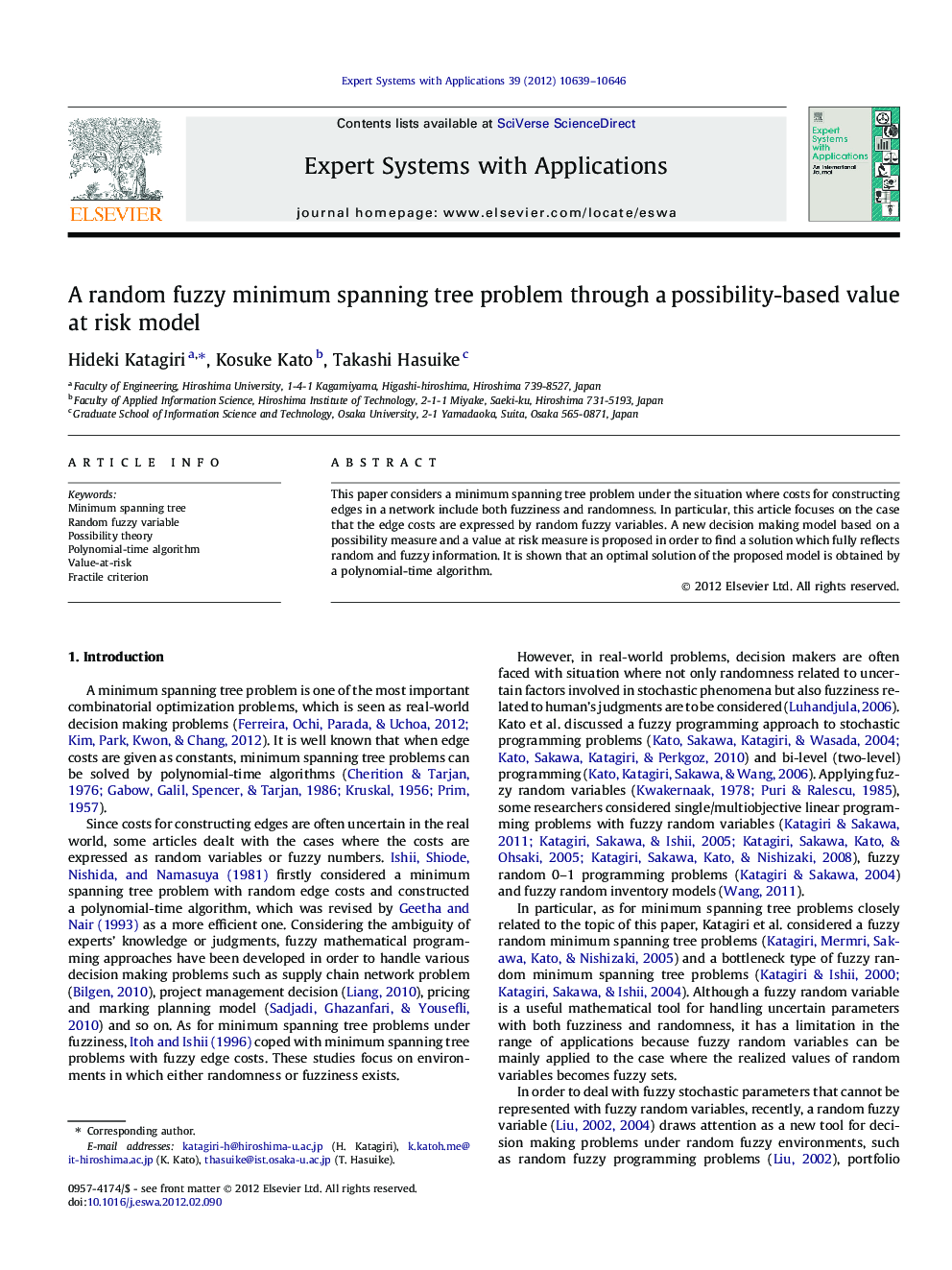 A random fuzzy minimum spanning tree problem through a possibility-based value at risk model