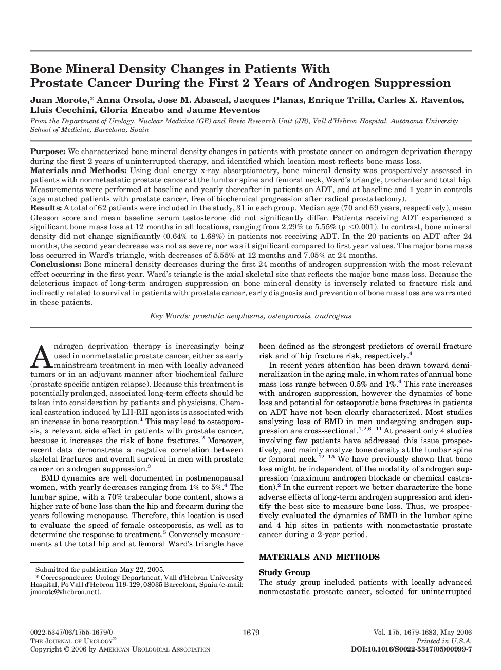 Bone Mineral Density Changes in Patients With Prostate Cancer During the First 2 Years of Androgen Suppression