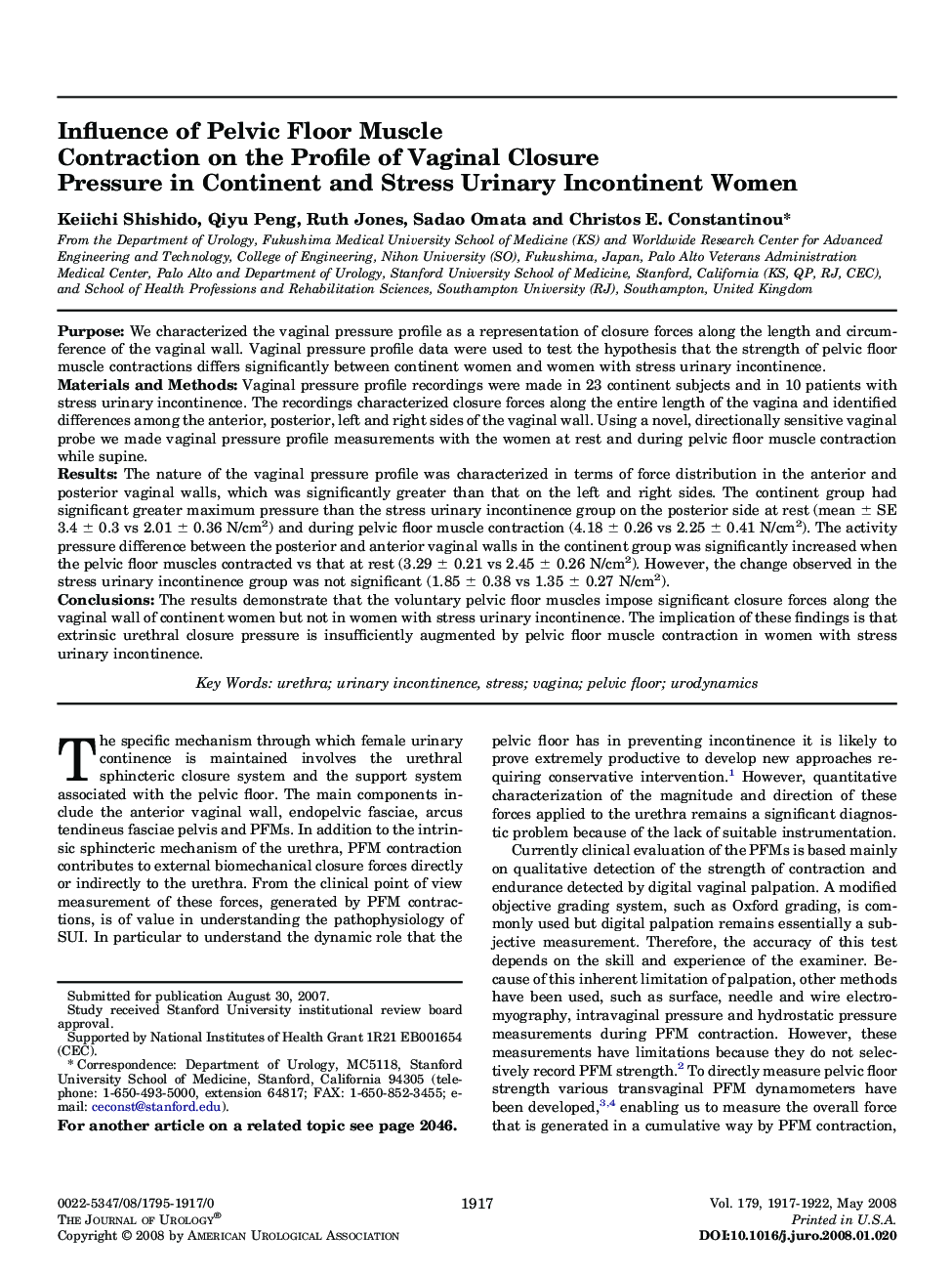 Influence of Pelvic Floor Muscle Contraction on the Profile of Vaginal Closure Pressure in Continent and Stress Urinary Incontinent Women 