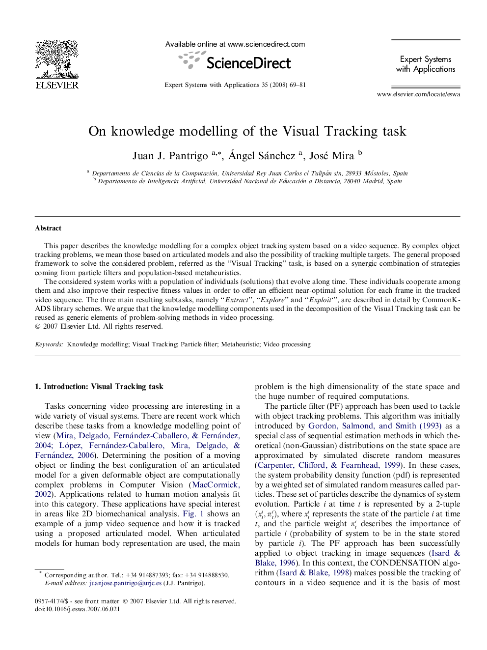 On knowledge modelling of the Visual Tracking task