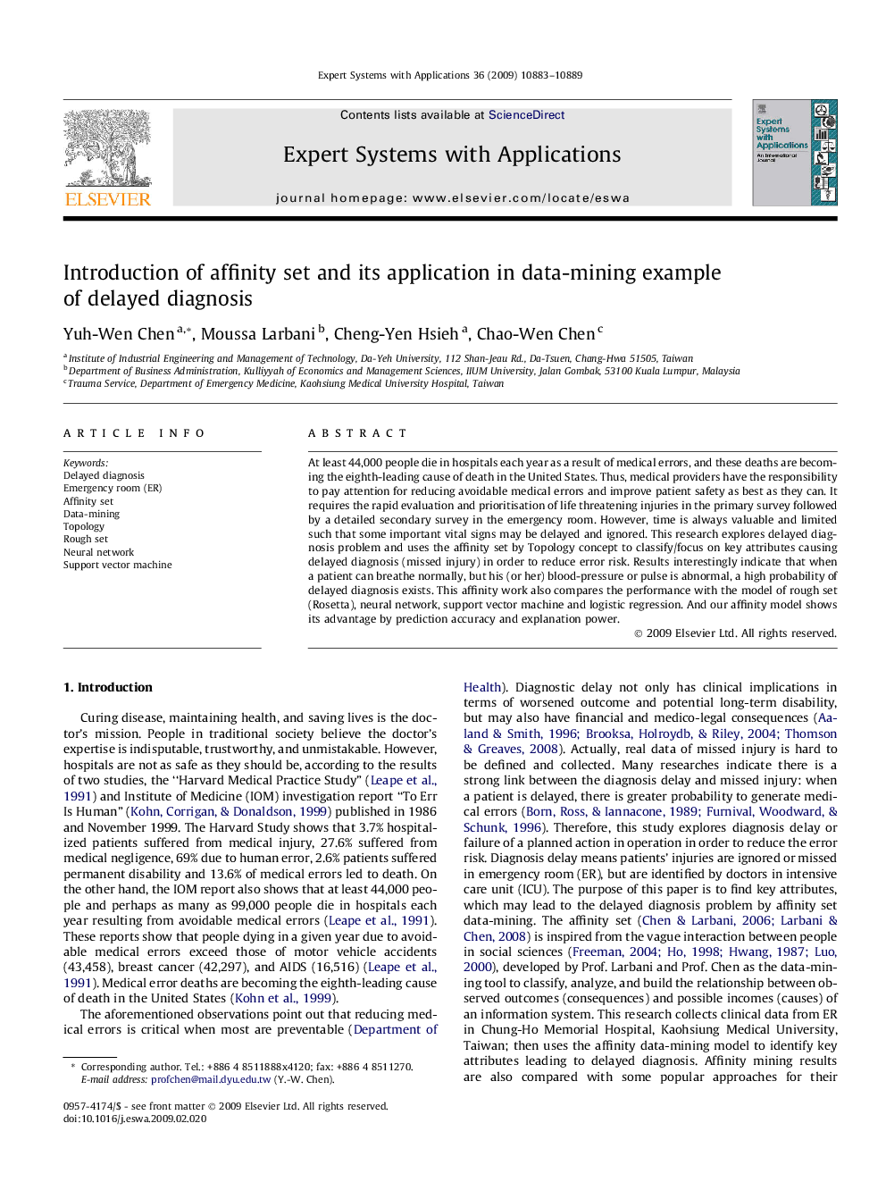 Introduction of affinity set and its application in data-mining example of delayed diagnosis