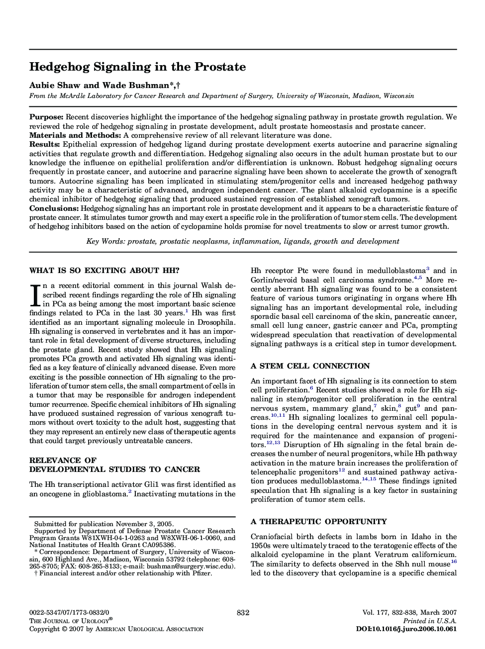 Hedgehog Signaling in the Prostate 