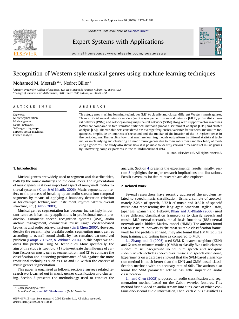 Recognition of Western style musical genres using machine learning techniques