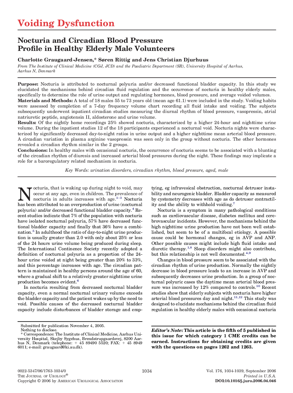 Nocturia and Circadian Blood Pressure Profile in Healthy Elderly Male Volunteers