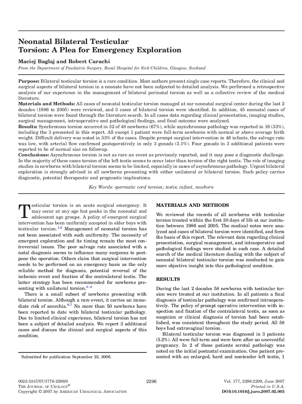 Neonatal Bilateral Testicular Torsion: A Plea for Emergency Exploration