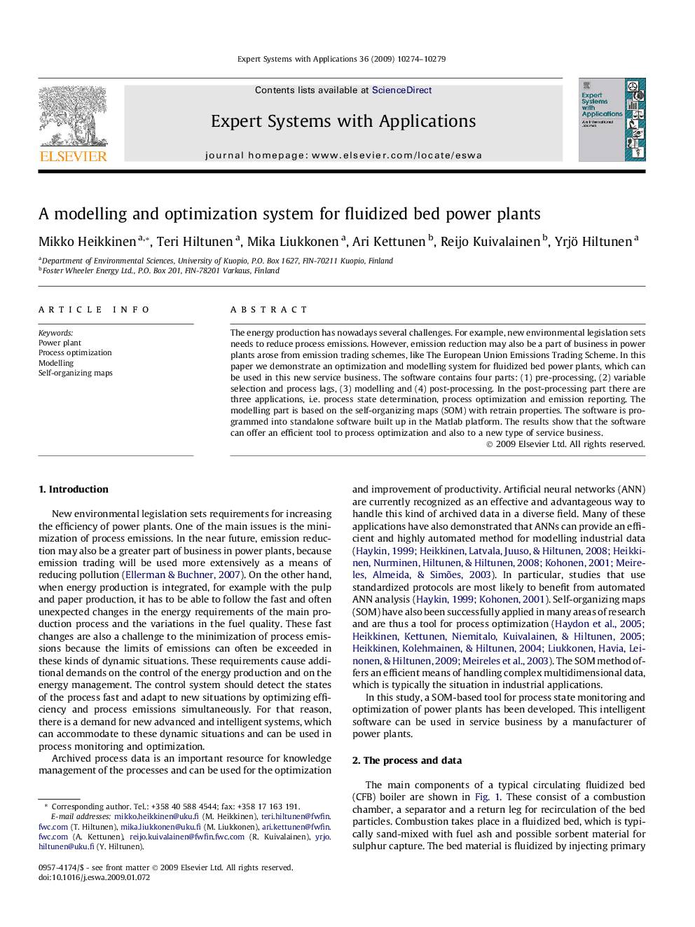 A modelling and optimization system for fluidized bed power plants