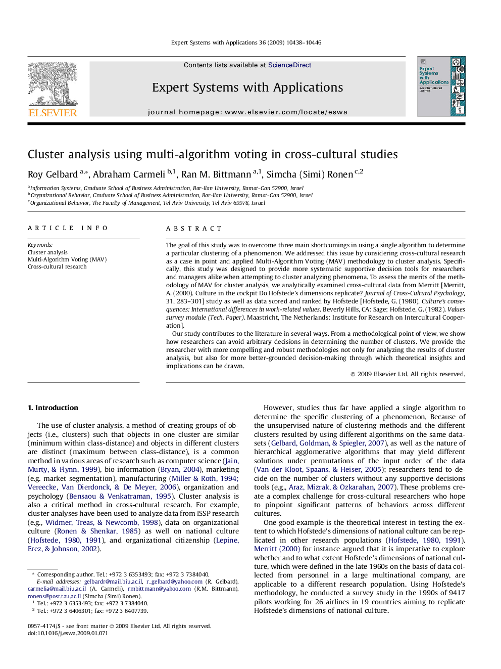 Cluster analysis using multi-algorithm voting in cross-cultural studies