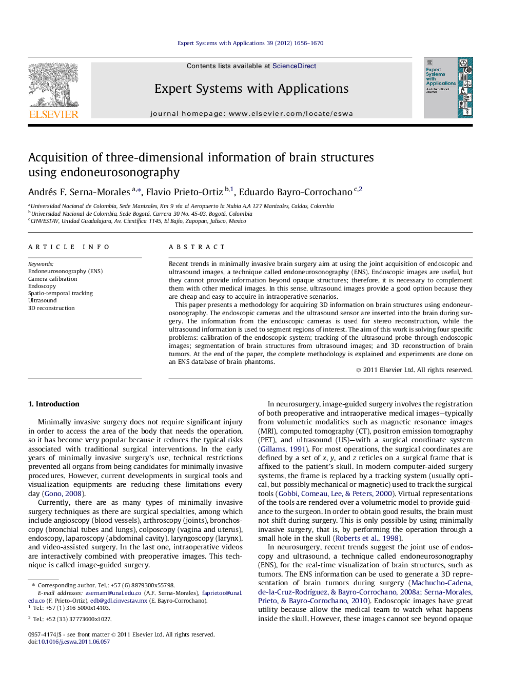 Acquisition of three-dimensional information of brain structures using endoneurosonography