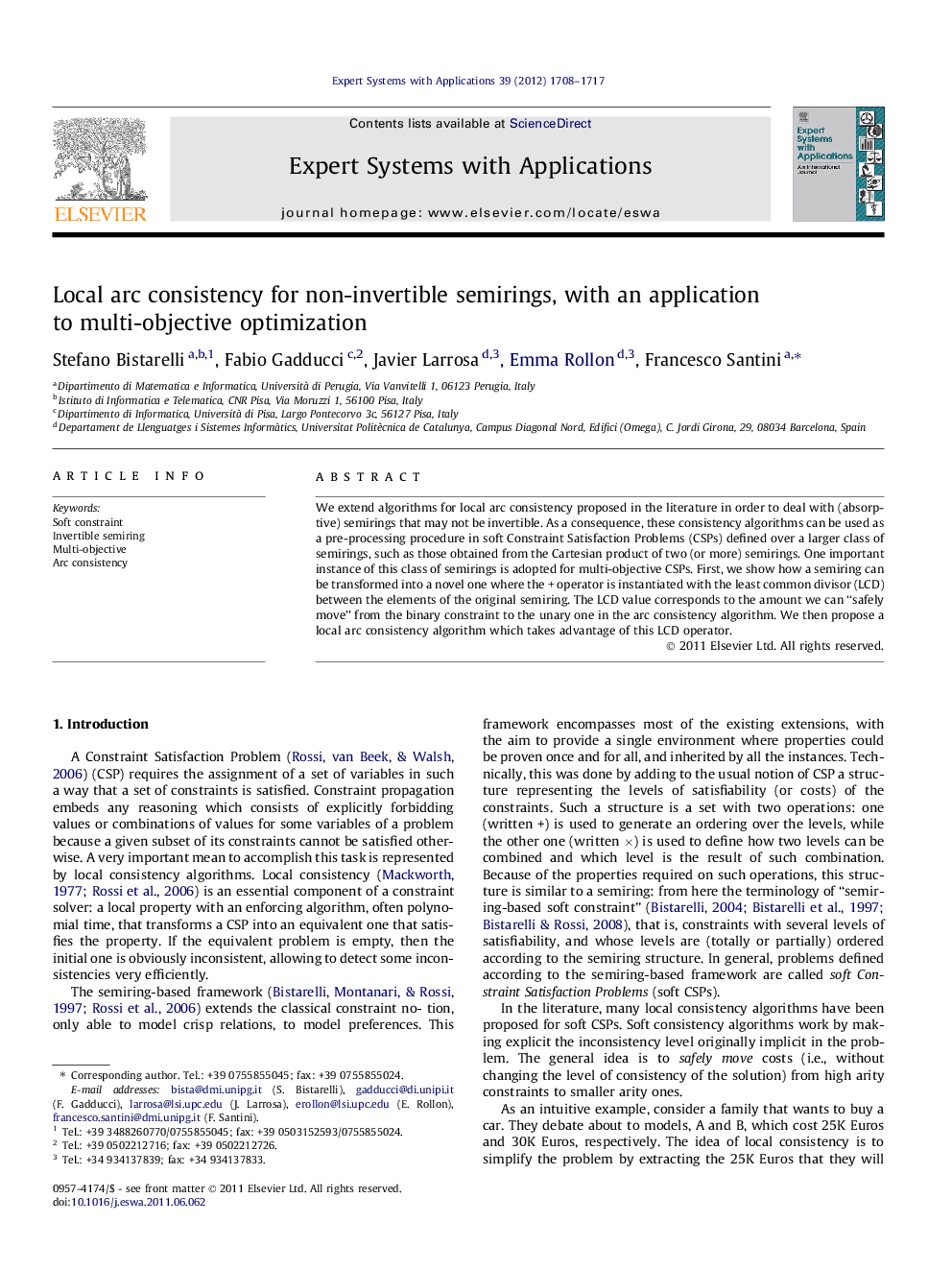 Local arc consistency for non-invertible semirings, with an application to multi-objective optimization