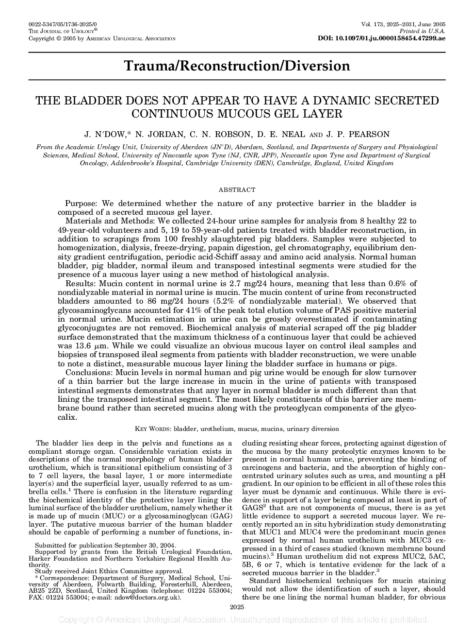 THE BLADDER DOES NOT APPEAR TO HAVE A DYNAMIC SECRETED CONTINUOUS MUCOUS GEL LAYER 