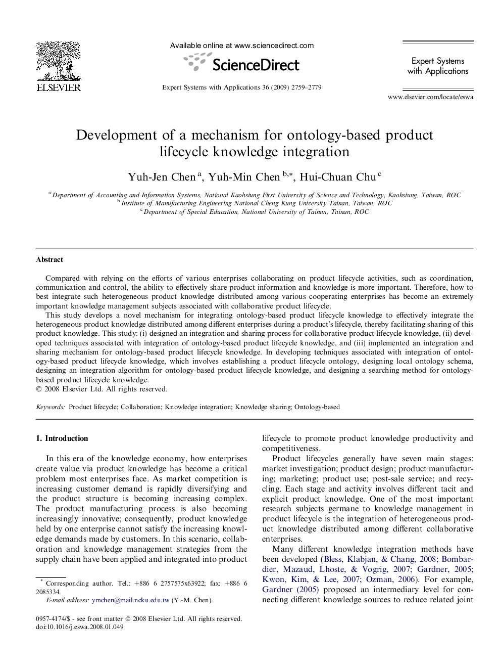 Development of a mechanism for ontology-based product lifecycle knowledge integration