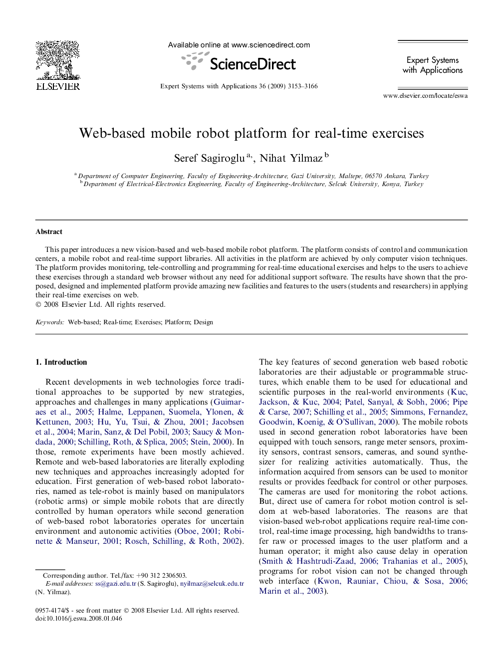 Web-based mobile robot platform for real-time exercises