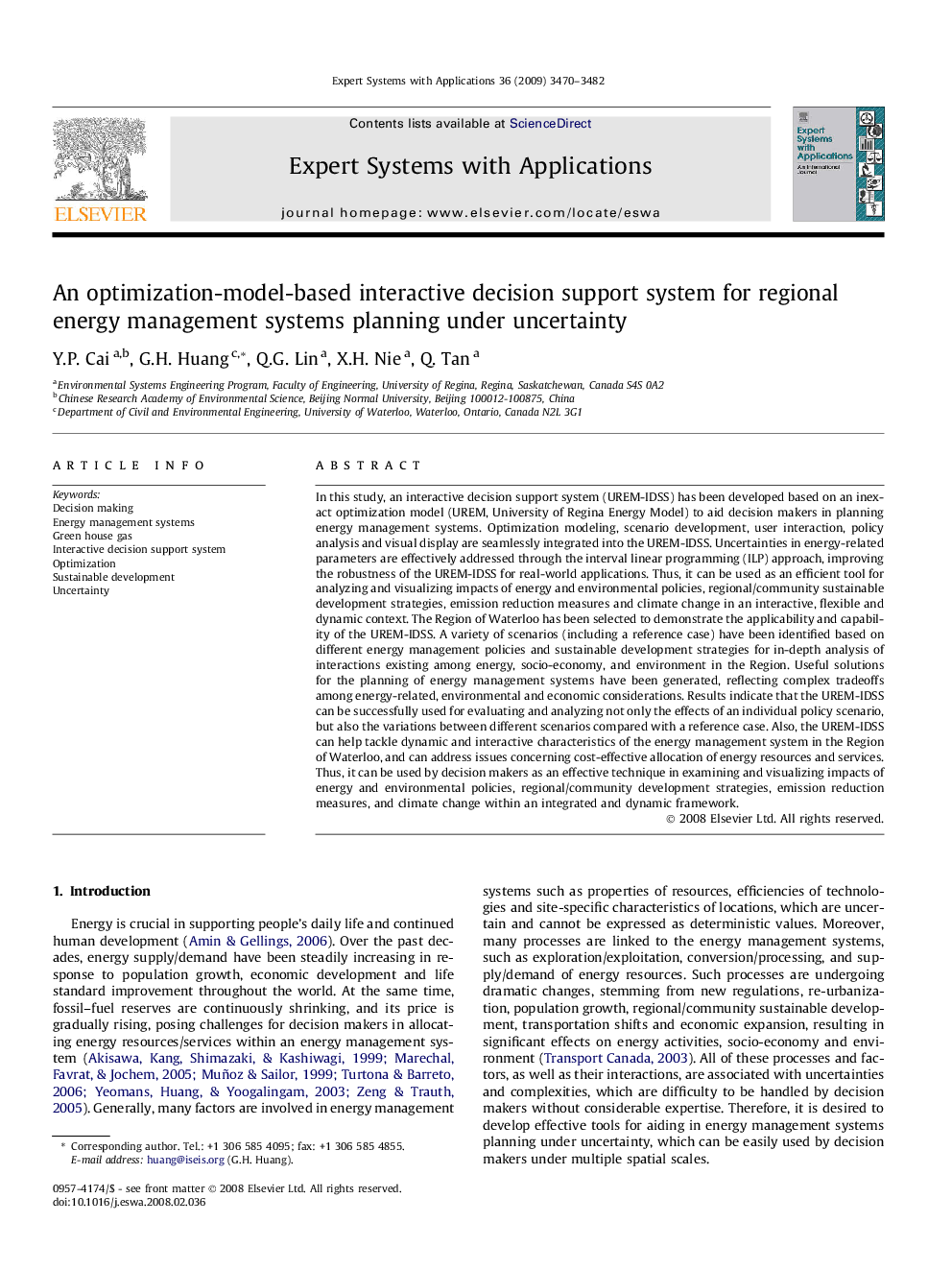 An optimization-model-based interactive decision support system for regional energy management systems planning under uncertainty