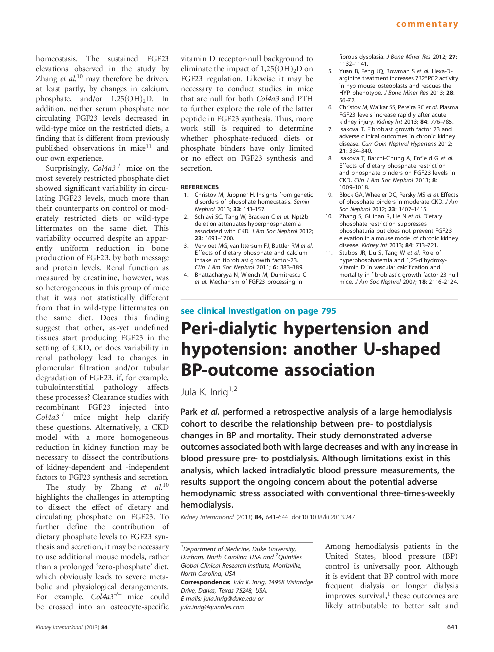 Peri-dialytic hypertension and hypotension: another U-shaped BP-outcome association 
