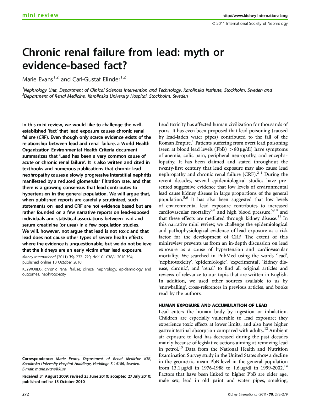 Chronic renal failure from lead: myth or evidence-based fact? 