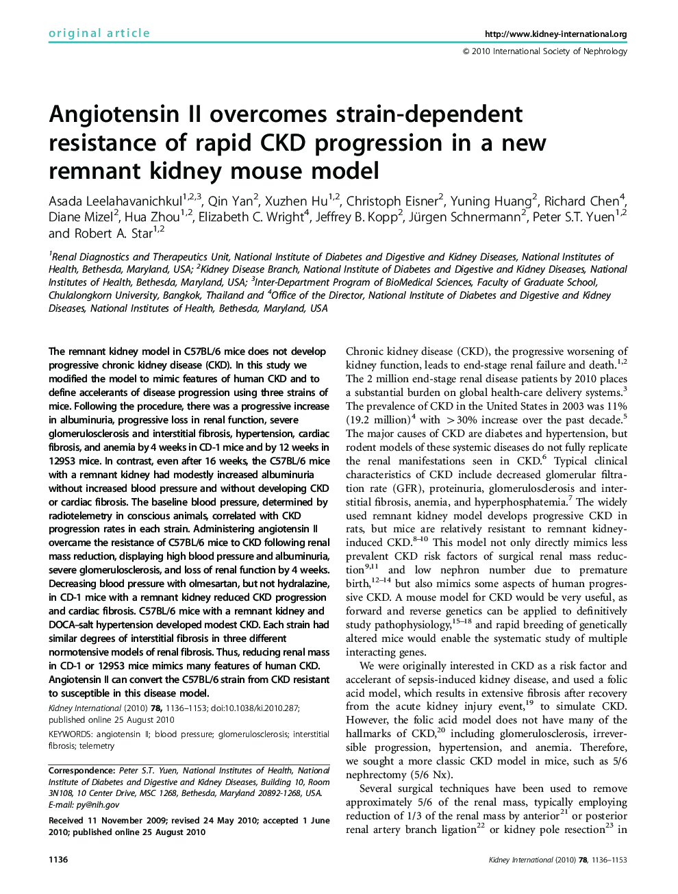 Angiotensin II overcomes strain-dependent resistance of rapid CKD progression in a new remnant kidney mouse model 