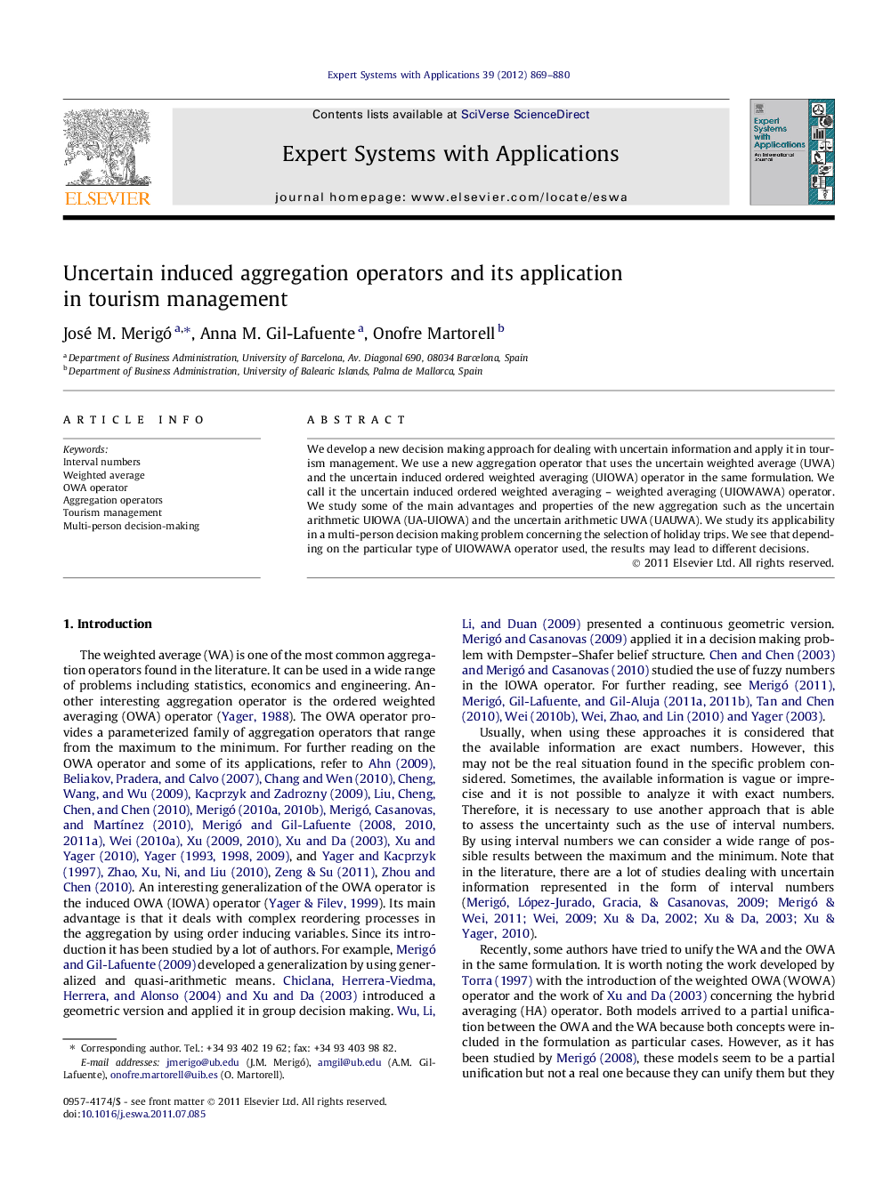 Uncertain induced aggregation operators and its application in tourism management