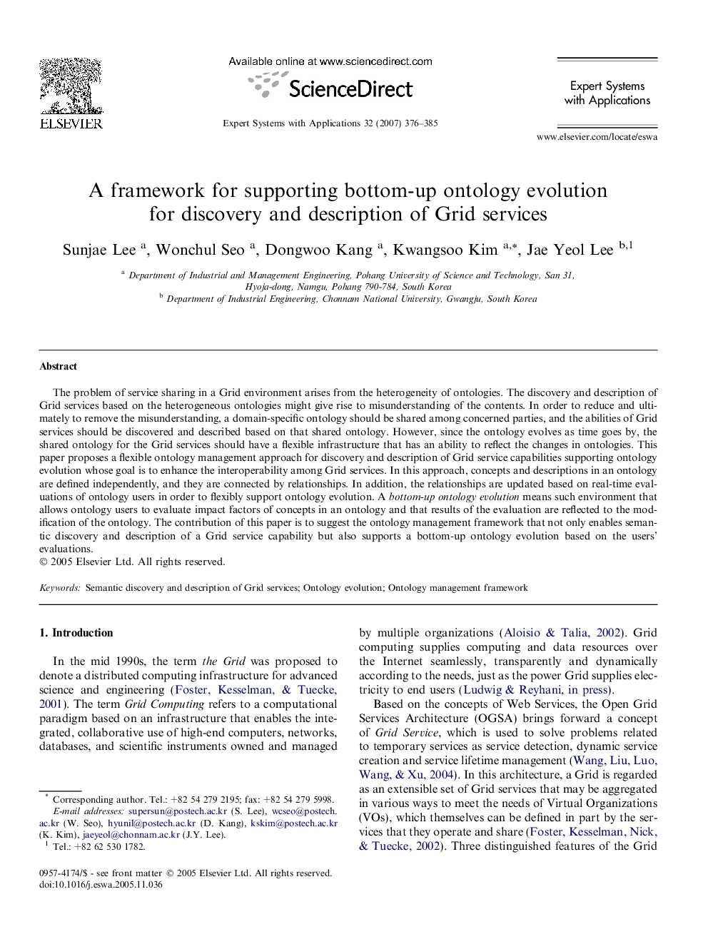 A framework for supporting bottom-up ontology evolution for discovery and description of Grid services