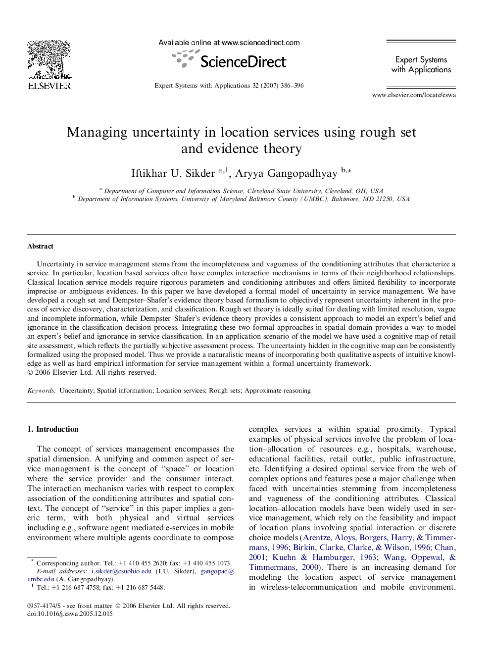 Managing uncertainty in location services using rough set and evidence theory