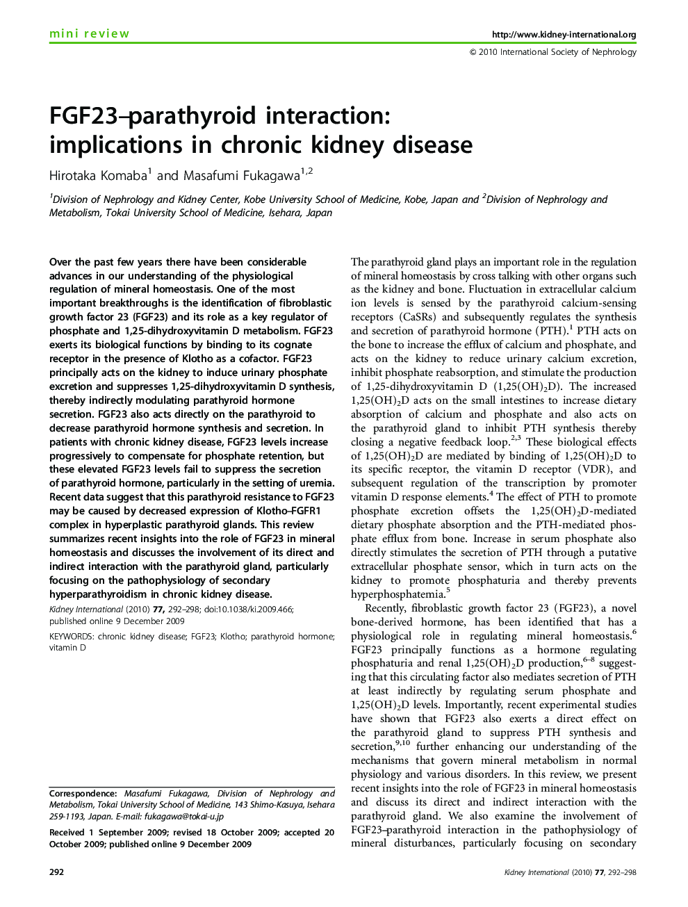 FGF23–parathyroid interaction: implications in chronic kidney disease 