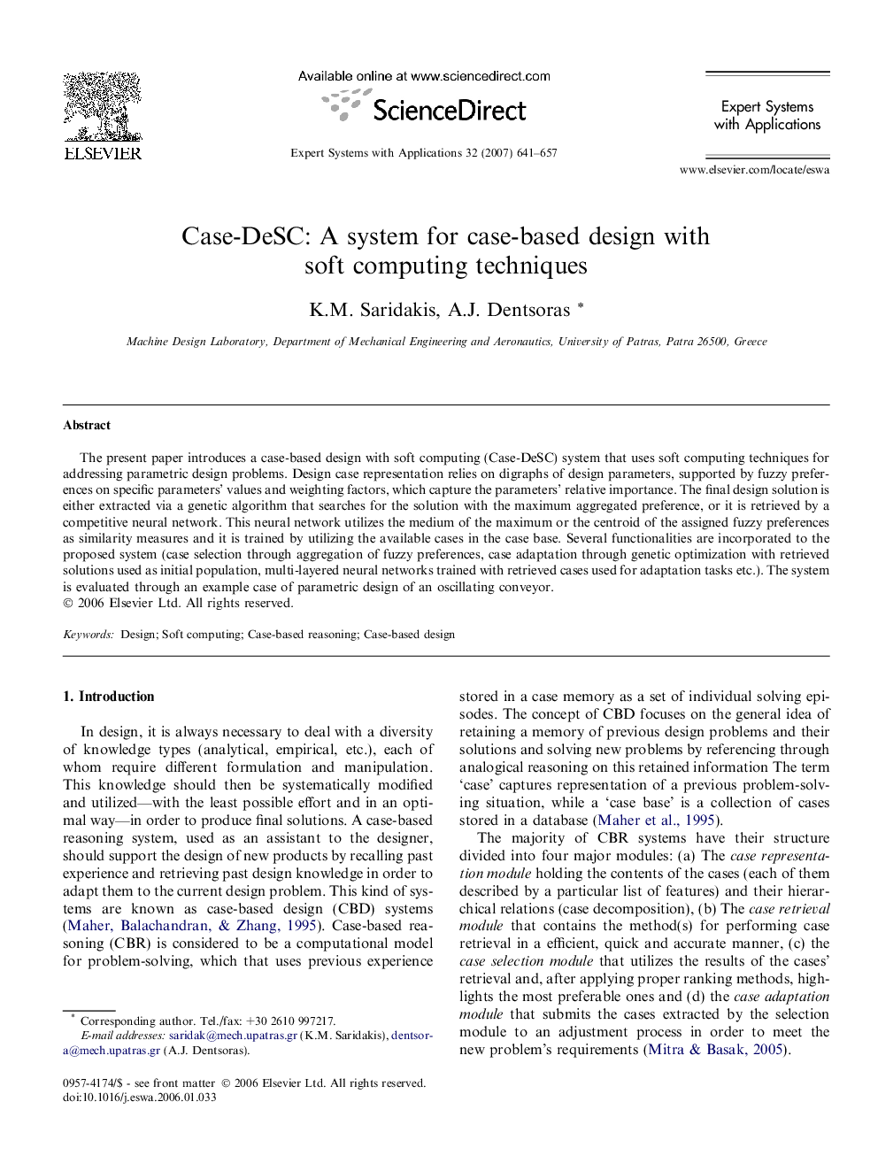 Case-DeSC: A system for case-based design with soft computing techniques