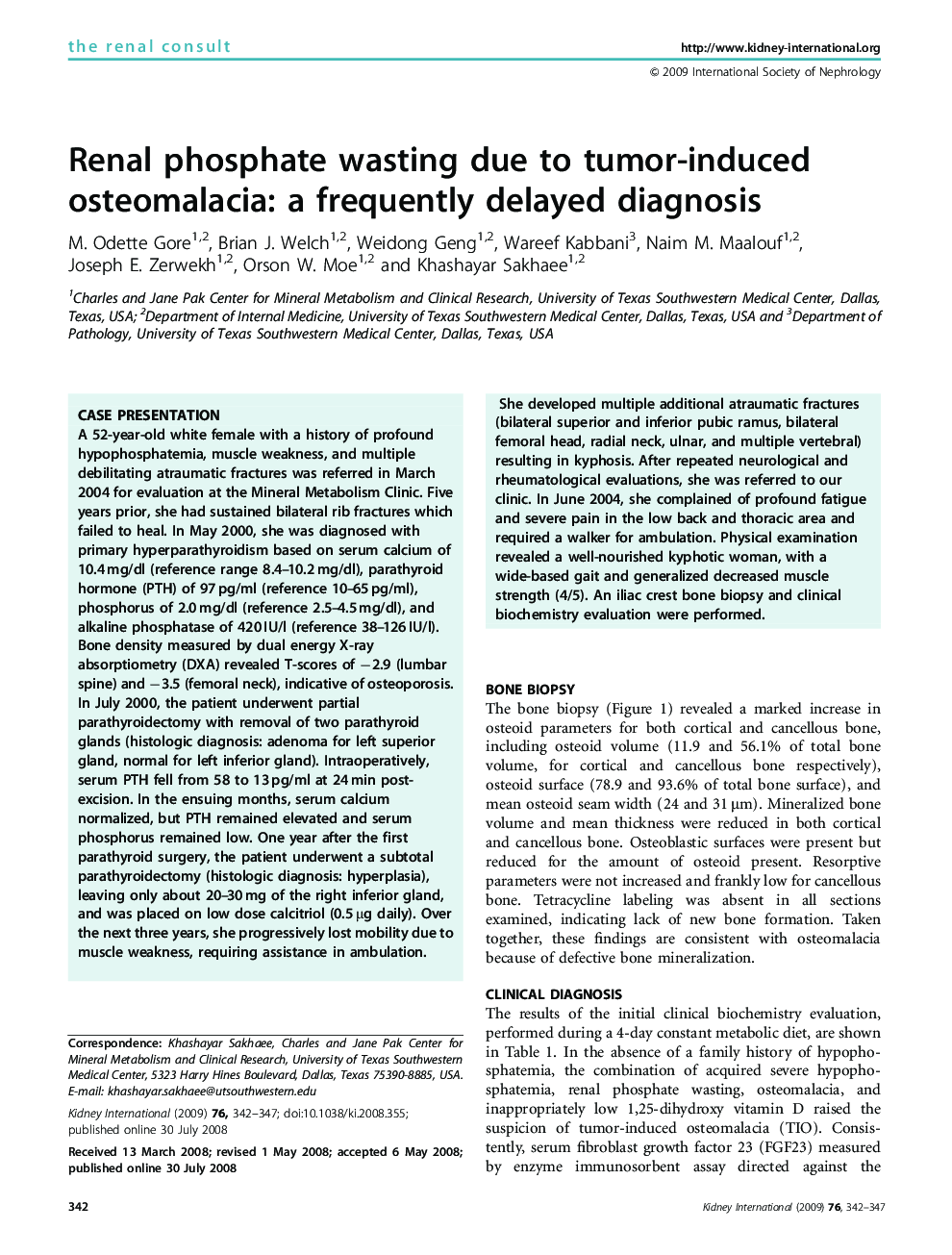 Renal phosphate wasting due to tumor-induced osteomalacia: a frequently delayed diagnosis