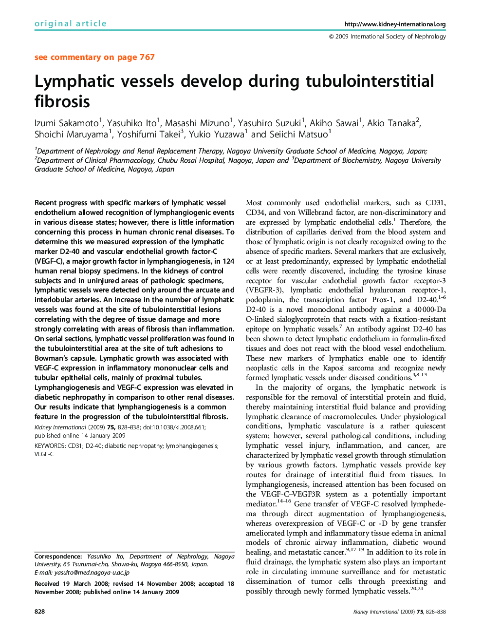 Lymphatic vessels develop during tubulointerstitial fibrosis