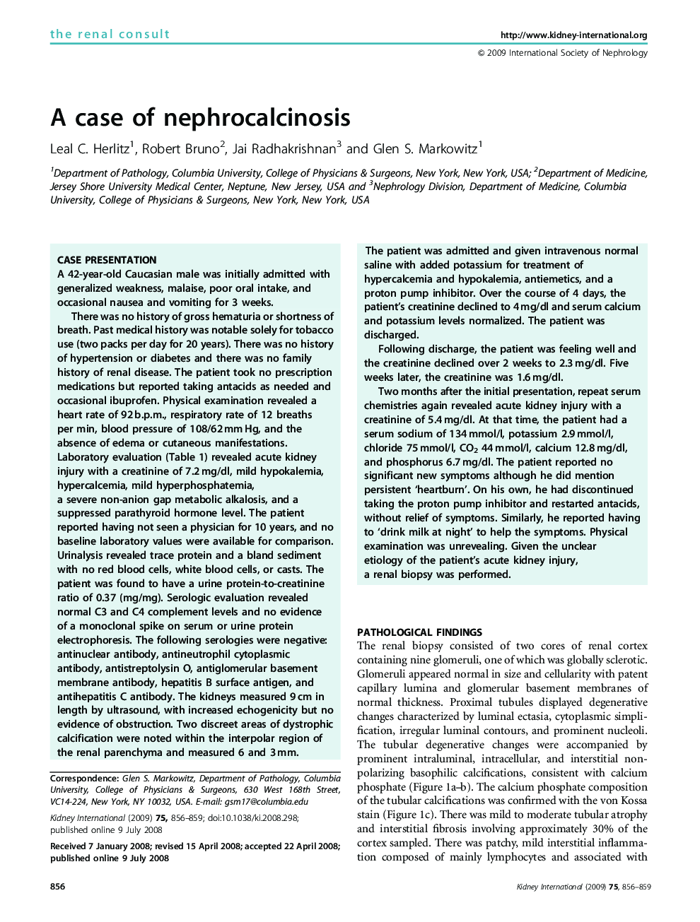 A case of nephrocalcinosis