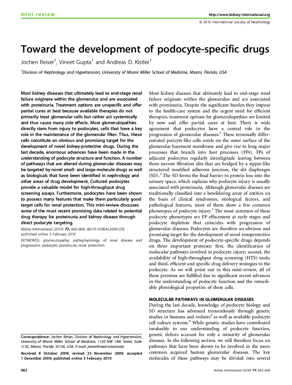 Toward the development of podocyte-specific drugs 